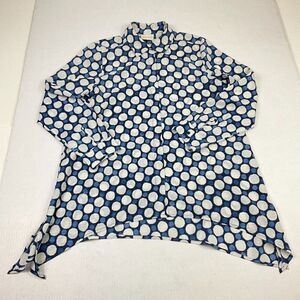 Chicos Button Tunic Blouse Circle Print Long Sleeve Asymmetric Hem Shirt 0 Small